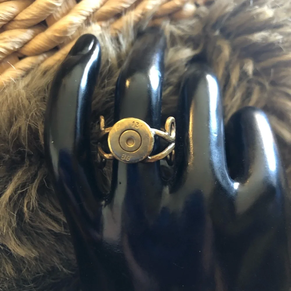 Vintage handmade hammered brass bullet primer ring